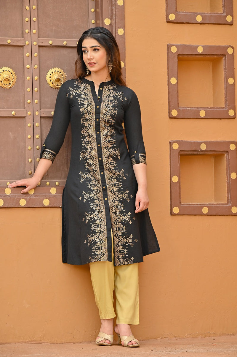 Buy 1 Stop Fashion Women's Crepe Black Color Ethnic Motif Printed Straight  Kurti Online at Best Prices in India - JioMart.